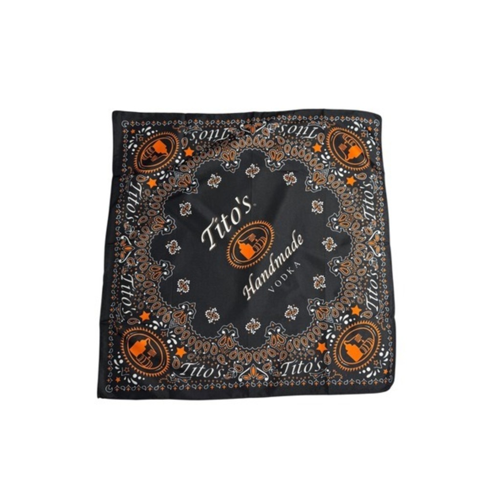 Tito's Handmade Vodka Black Orange Paisley Unisex Bandana Scarf